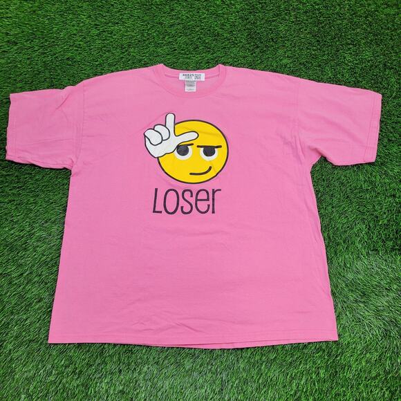 Vintage Y2K Loser Emoji Shirt 2XL 26x30 Pink - Picture 1 of 14